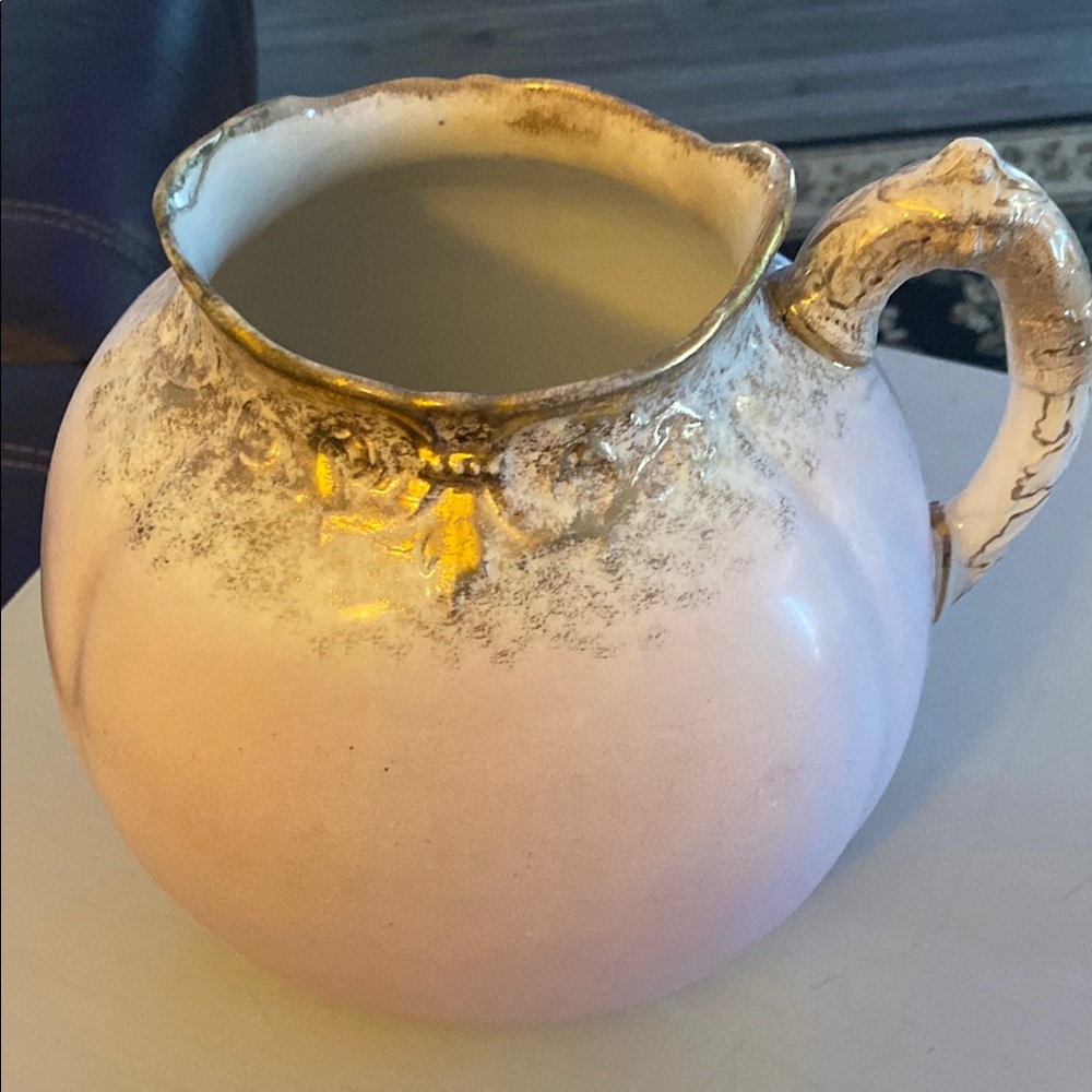 Homer Laughlin Cream and Gold Ceramic Pitcher